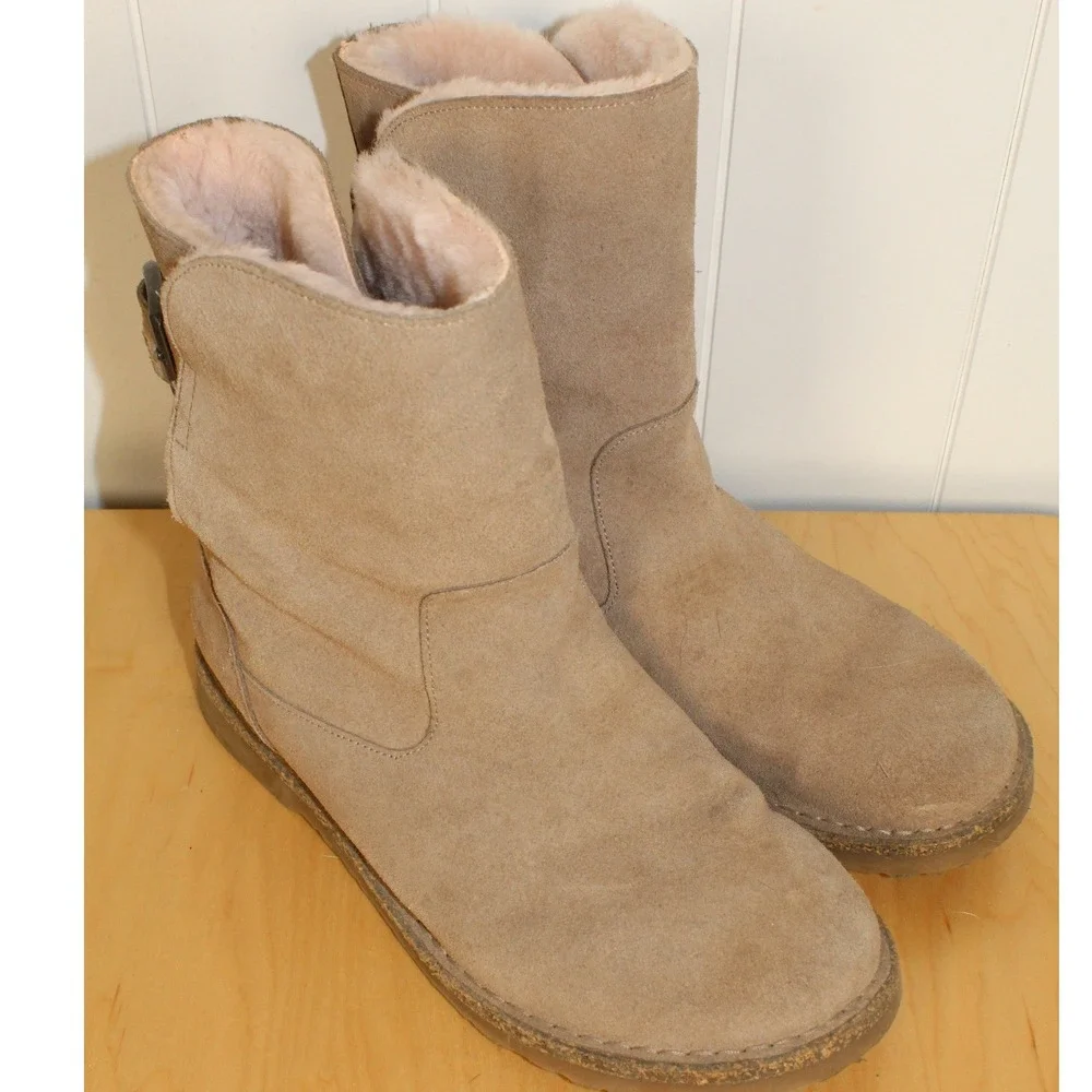 Birkenstock Uppsala Shearling Suede Leather in Desert Dust Gray Taupe Size 42/10